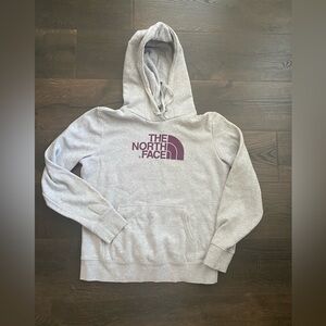 Grey and Maroon North Face Hoodie woman’s Med